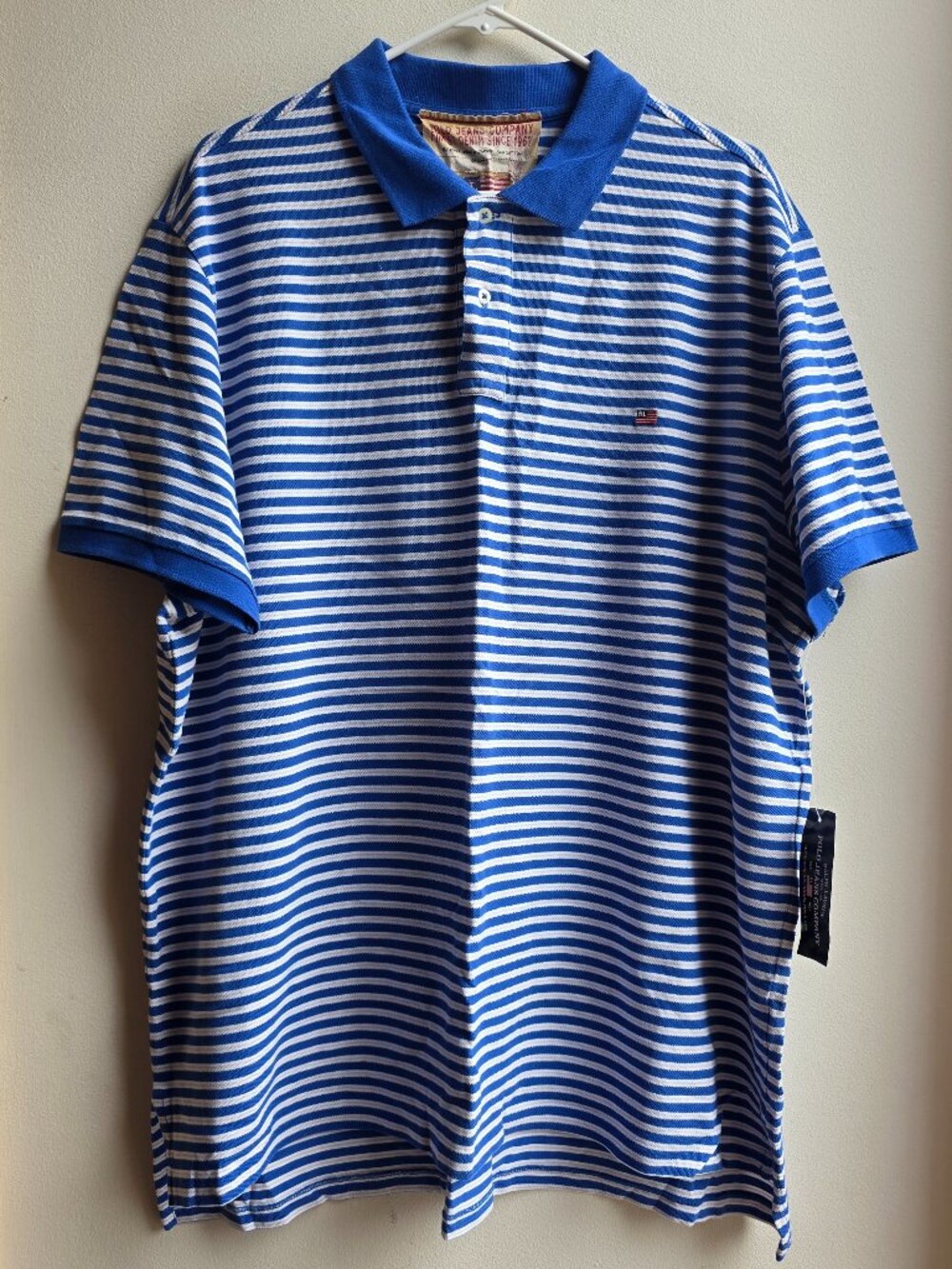 NWT Ralph Lauren Polo Jeans Company Blue/White Striped Polo Shirt Size XXL
